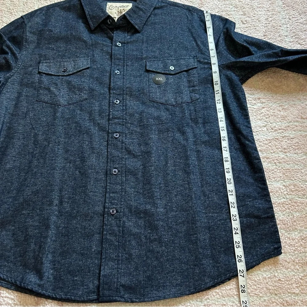 NWT Coastal Marled Navy Cotton Flannel Button Down Shirt Size XXL - Picture 8 of 10
